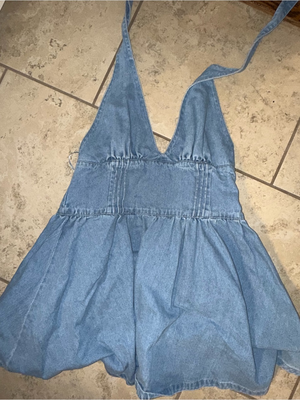 Altar'd State Light Blue Denim Girls One-Piece Romper Dress